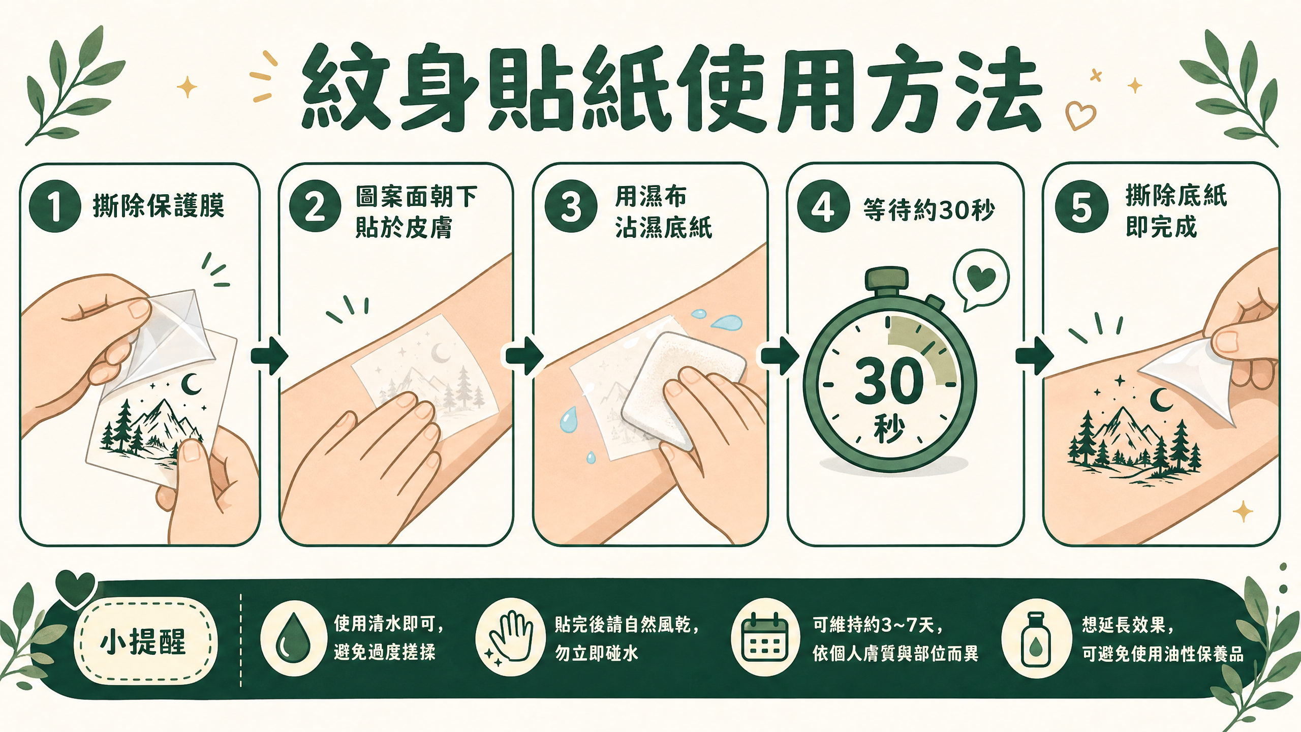 紋身貼紙使用方法圖解